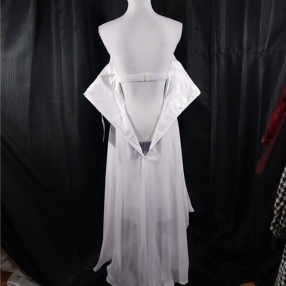 NWT! STUNNING PURE WHITE CHIFFON STRAPLESS GOWN! WEDDING, PROM! SZ XS - Picture 11 of 13